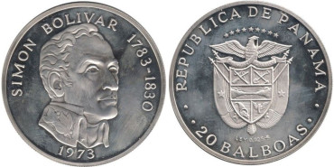 PANAMA - K-031 - 20  BALBOA 1973 , EBC  plata