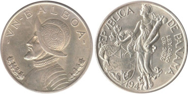 PANAMA - K-013 - 1  BALBOA 1947 , SC  plata