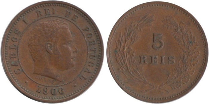 PORTUGAL - K-530 - 5 REIS 1906sobre 1900 , MBC