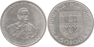 PORTUGAL - K-599 - 50 ESCUDOS 1969 ,MBC  plata