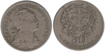 PORTUGAL - K-577 - 50 CENTAVO 1935 , BC