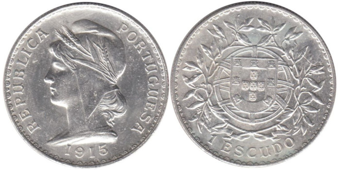 PORTUGAL - K-564 - 1 ESCUDO 1915 , EBC