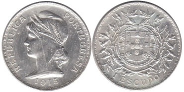 PORTUGAL - K-564 - 1 ESCUDO 1915 , EBC