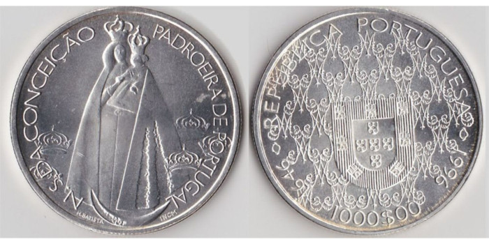 PORTUGAL - K-696 - 1000 ESCUDOS 1996 SC PLATA