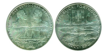 PORTUGAL - K-695 - 1000 ESCUDOS 1997 SC PLATA