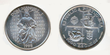 PORTUGAL - K-713 - 1000 ESCUDOS 1998 SC PLATA