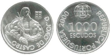 PORTUGAL - K-732 - 1000 ESCUDOS 2000 SC PLATA
