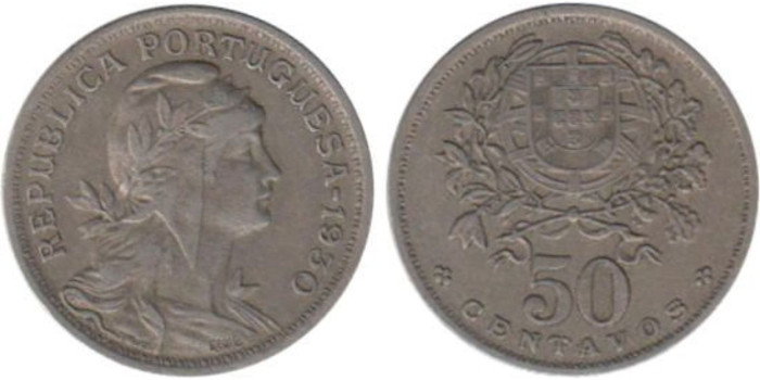 PORTUGAL - K-577 - 50 CENTAVO 1930 , MBC