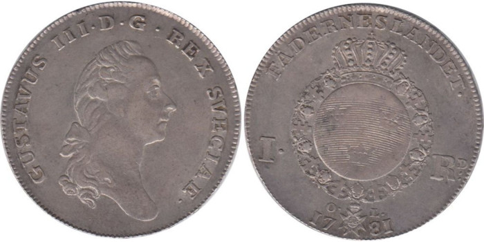 SUECIA - K-527 - 1 Ricksdaler 1781  plata