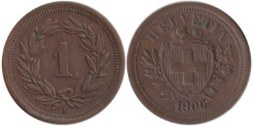 SUIZA - K-003 - 1 RAPPEN 1906 . EBC+