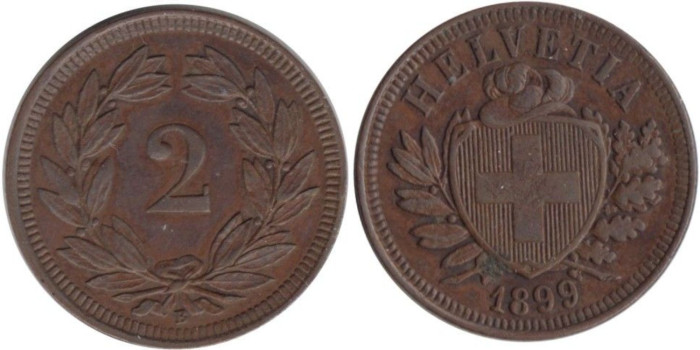 SUIZA - K-004 - 2 RAPPEN 1899 . SC