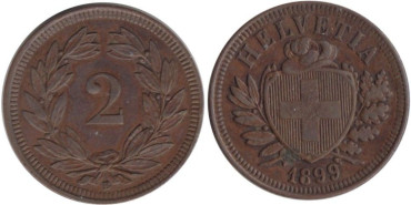 SUIZA - K-004 - 2 RAPPEN 1899 . SC