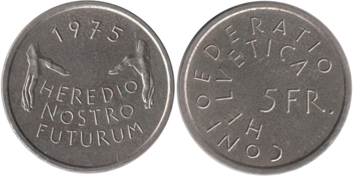 SUIZA - K-053 - 5 FRANCOS 1975 , SC