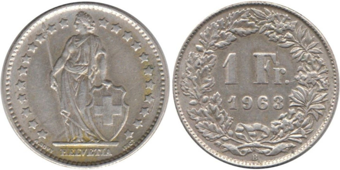 SUIZA - K-024 - 1 FRANCO 1963 ,SC plata
