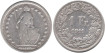 SWITZERLAND - K-024 - 1 FRANCO 1911 , BC silver