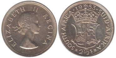 SURAFRICA - K-051 - 2 1/2 SHILLING 1953 , SC  plata