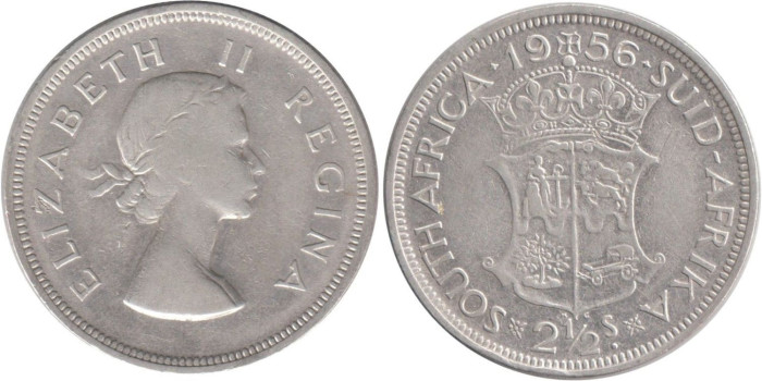 SURAFRICA - K-051 - 2 1/2 SHILLING 1956 , MBC  plata