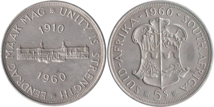 SURAFRICA - K-055 - 5 SHILLING 1960 , EBC  plata