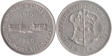 SURAFRICA - K-055 - 5 SHILLING 1960 , EBC  plata