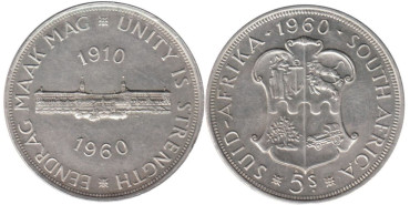 SURAFRICA - K-055 - 5 SHILLING 1960 , SC  plata