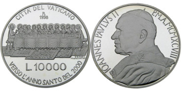 VATICANO - K-290- 10.000 LIRAS 1998 Proof, PLATA