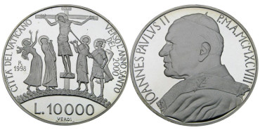 VATICANO - K-291- 10.000 LIRAS 1998 Proof, PLATA