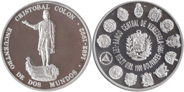 VENEZUELA - K-68 -1100 BOLIVAR 1991, plata pROOF