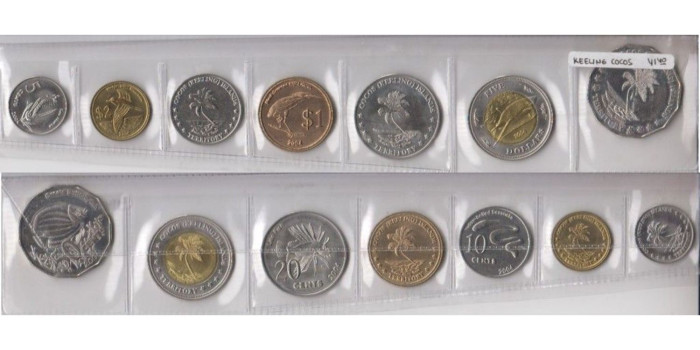 KEELING COCOS - 5,10,20,50,Ctm. 1,2 5, Dolares 2004