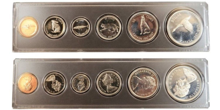 CANADA - K-0065/70 serie 1967 1,5,10, 25,50 ctv y 1 $ -  plata