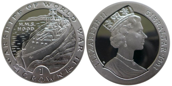 GIBRALTAR - K-0118a - 1 CROWN  1993. PROOF - PLATA