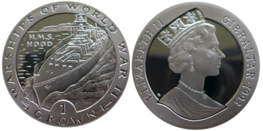 GIBRALTAR - K-0118a - 1 CROWN  1993. PROOF - PLATA