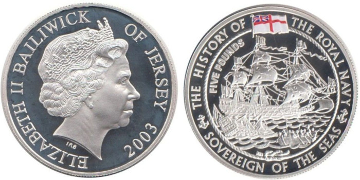 JERSEY - K-131a - 5 pounds 2003. PROOF - PLATA