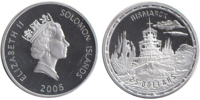 SOLOMON ISLANDS - K-147- 25 DOLLARS 2005. PROOF - PLATA