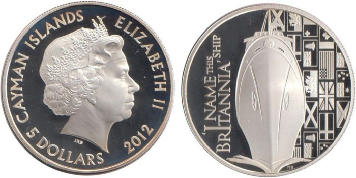 CAYMAN ISLANDS - K-150- 5 DOLLARS 2012. PROOF - PLATA