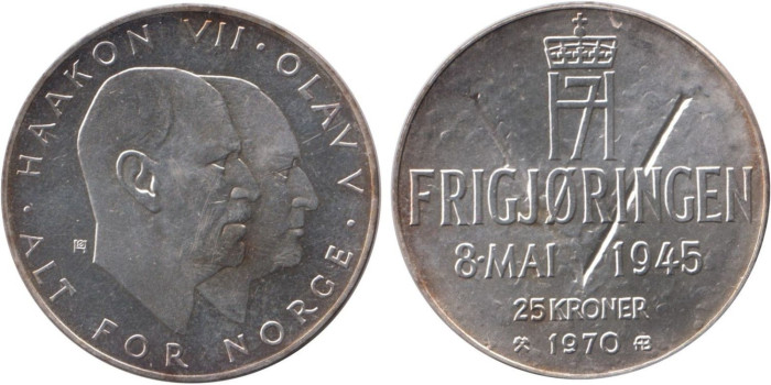 NORUEGA - K-414 - 25 KRONE 1970 , SC