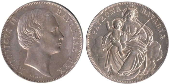 ALEMANIA ESTADOS - BAVARIA K-877- THALER 1868. SC -Plata