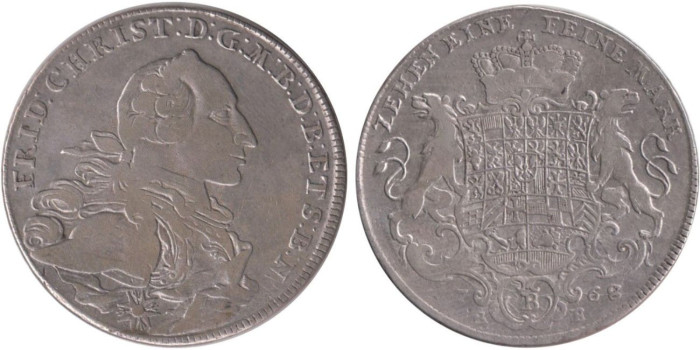ALEMANIA ESTADOS - BRANDEMBURGO BAYAEUT. THALER 1768