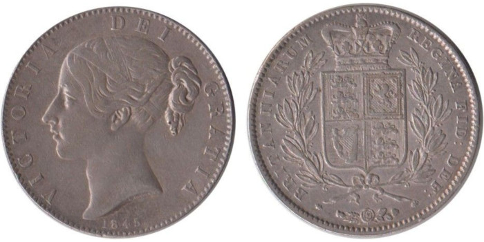 GRAN BRETAÑA - K-0741 - 1 CROWN 1845. MBC+
