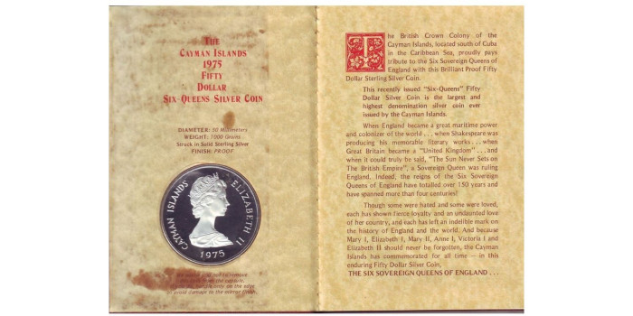 CAYMAN ISLANDS - K-012- 50 DOLLARS 1975. PROOF - PLATA