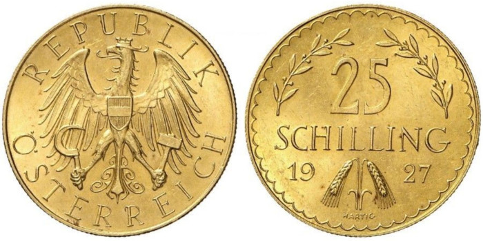 AUSTRIA - K-2841 - 25 SCHILLING 1927 -ORO