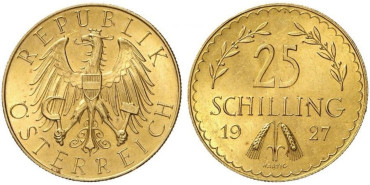 AUSTRIA - K-2841 - 25 SCHILLING 1927 -ORO