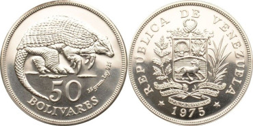 VENEZUELA - K-47 - 50 BOLIVARES 1975 - PLATA