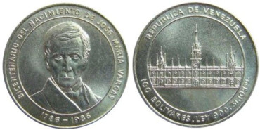 VENEZUELA - K-60 - 100 BOLIVARES 1986 SC - PLATA