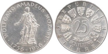 AUSTRIA - K-2881 - 25 SCHILLING 1956 , EBC  plata