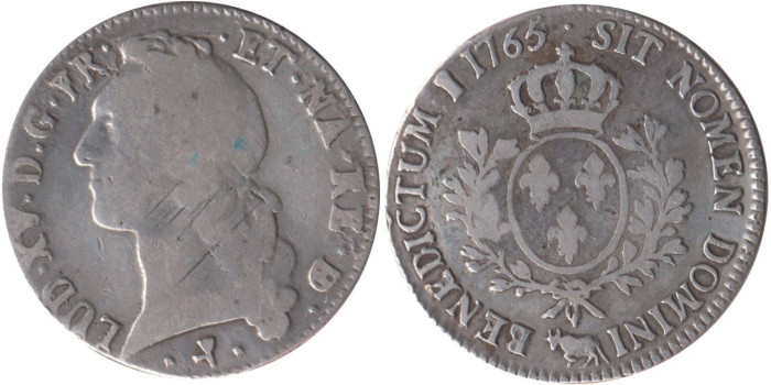 FRANCIA - K-0512 - LUIS XV- 1 ECU 1765  , BC