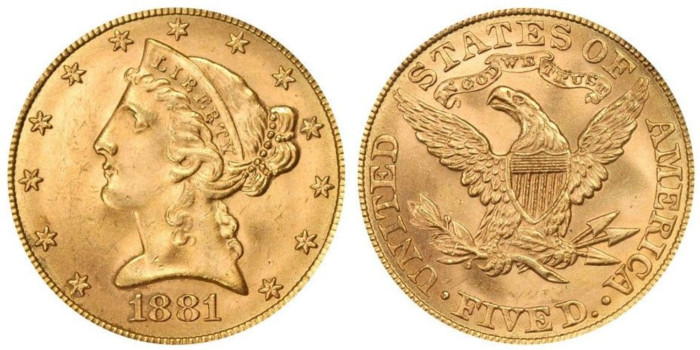 EE.UU - K-101 - 5 DOLLAR - LIBERTY HEAD. ORO