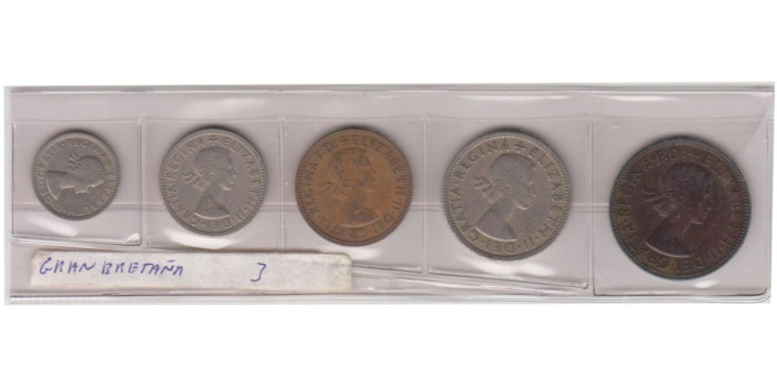GRAN BRETAÑA - 5 MONEDAS DE DIFERENTES VALORES AÑOS VARIOS