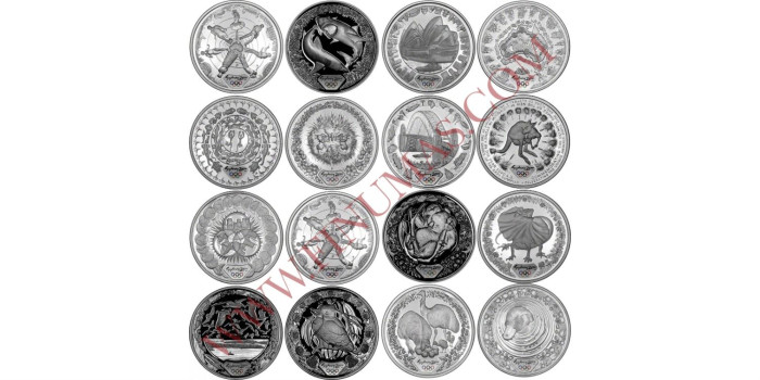 AUSTRALIA - K-0371- COLECCION COMPLETA 16 X 5 Dollar 2000 proof