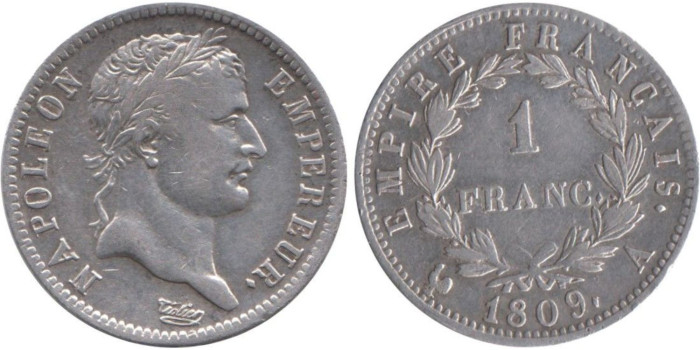 FRANCIA - K-0692 - 1 FRANCOS 1809 A. MBC  Plata