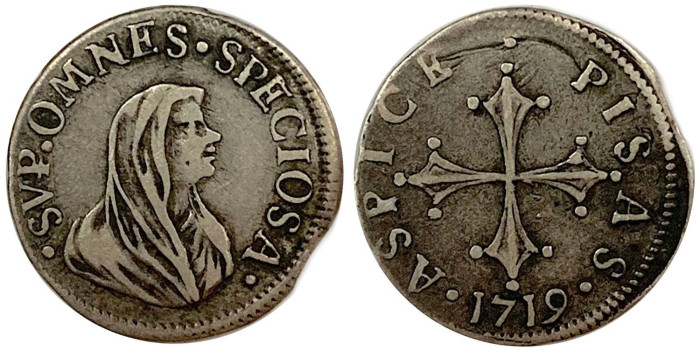 ITALIA - PISA -K-040  1/2 GIULIO 1719 MBC+, Plata